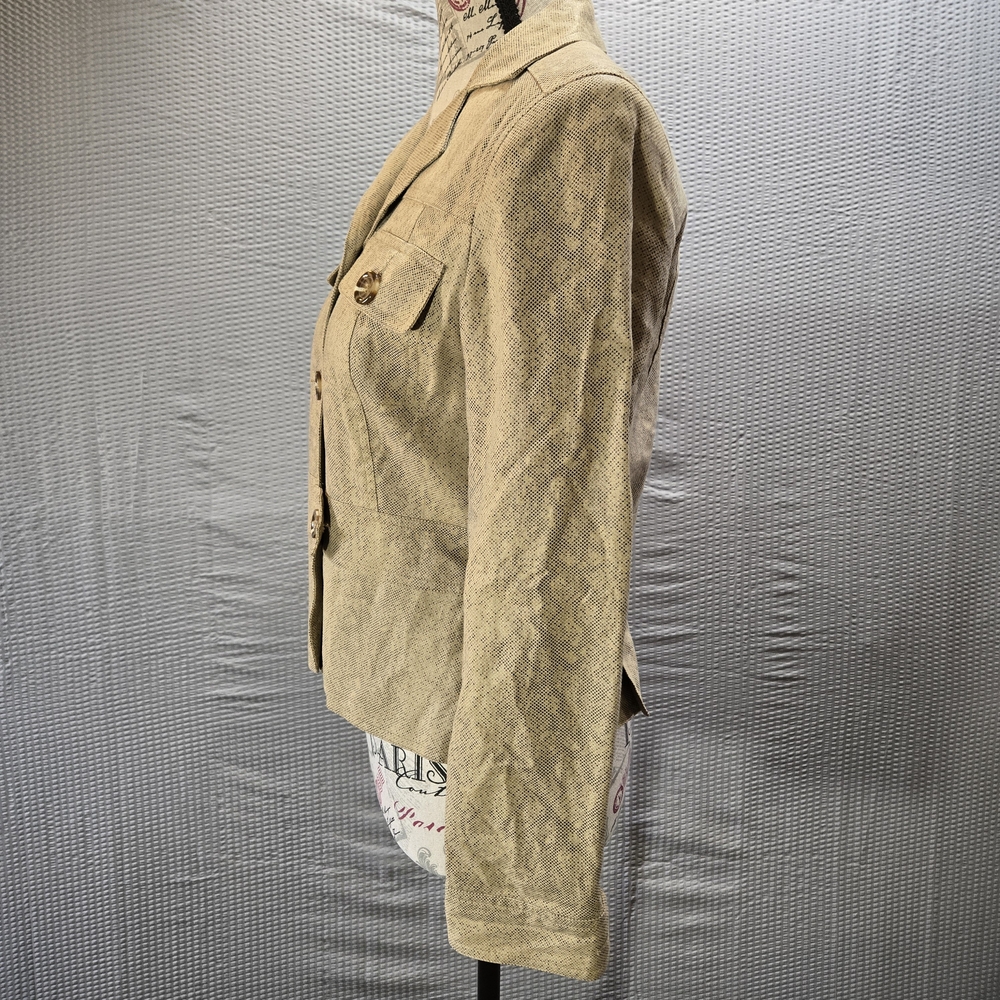 Worthington Linen Blend Reptile Print Women's Blazer with Button Accents - Picture 4 of 8